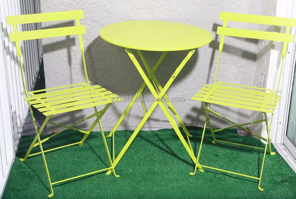 3piece Folding Steel Bistro Patio Outdoor Garden Table And Chairs Set