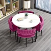[1 mesa 4 sillas placa de roca] mesa redonda - tela de terciopelo rosa