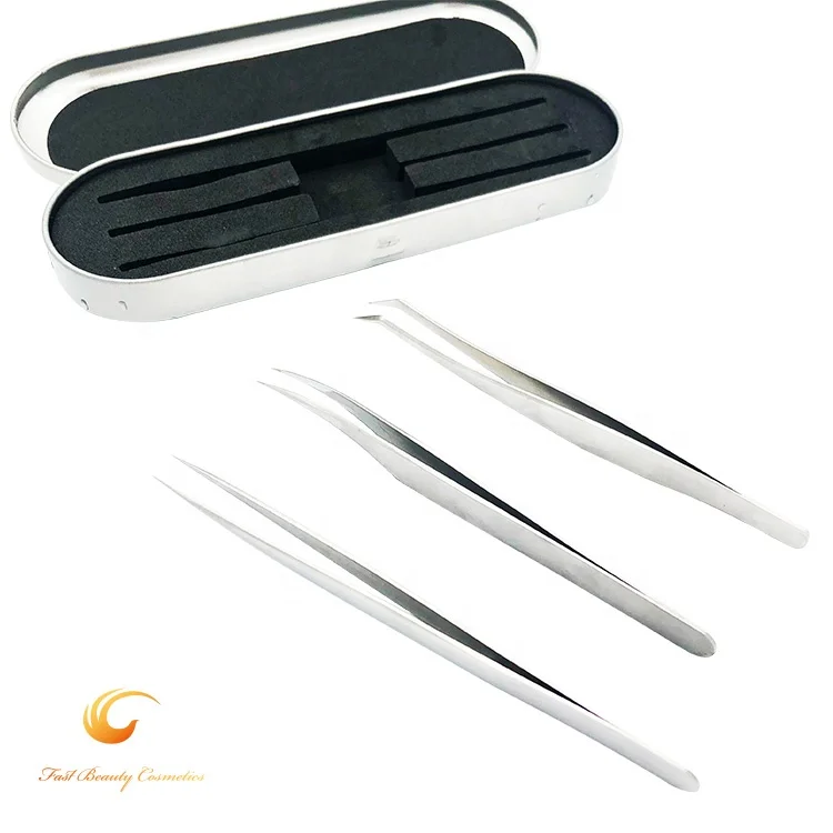 Faster custom private label  high quality eyelash extension Stainless Steel tweezers