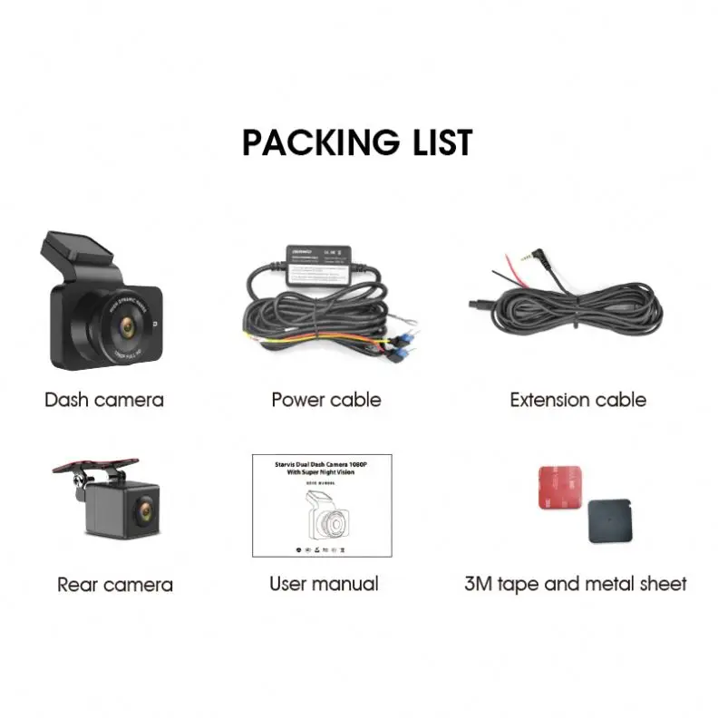 Newest Front Sony 307 Sensor Camera Super Clear Night Vision Dash Cam Three Cameras