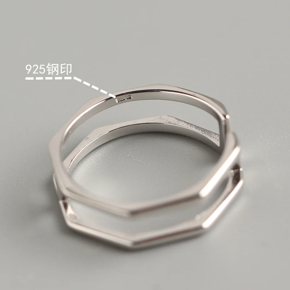 KRJ079 S925 Sterling Silver Minimalist Chic Style Double