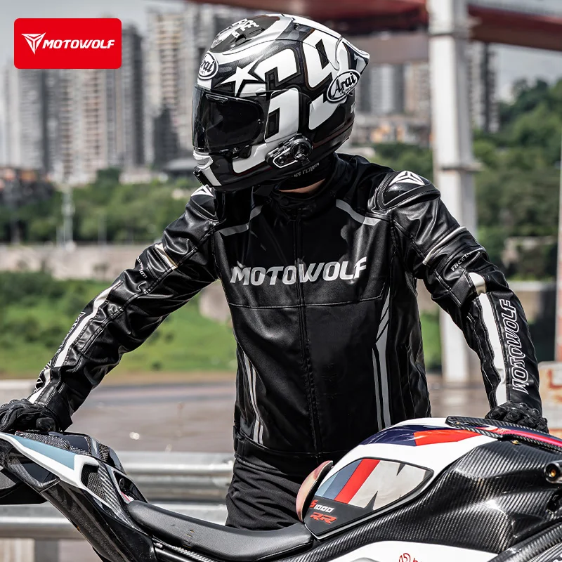 Moto Wolf New Cycling Leather Jacket - Stylish & Windproof