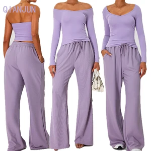 Breathable 4-Piece Yoga Set with Sleeveless Top Sports Vest High Waist Loose Fitness Pants Gym Workout Lightweight Yoga Set