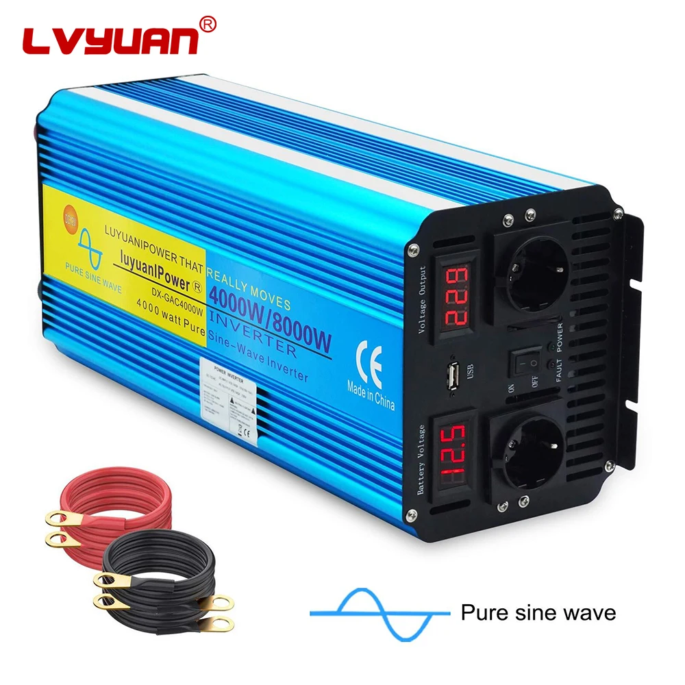 LVYUAN 4000W 8000W DC 12V 24V AC 120V 230V純粋な正弦波