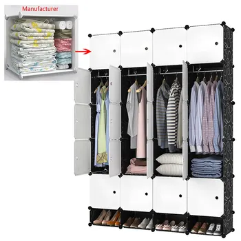 Source Manufacturers Wholesale Pp Material Cupboard 20 Cube Closet Storage Organiser Cabinet Portable Plastic Wardrobe