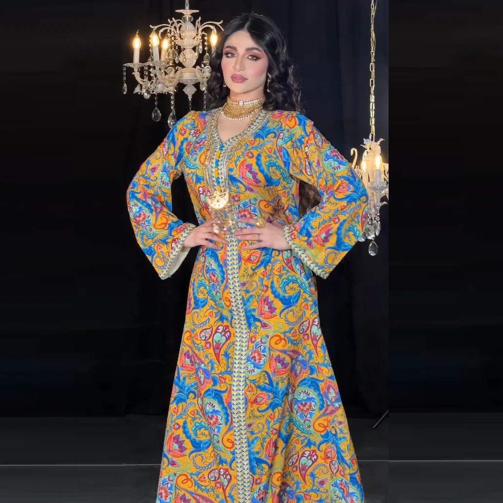 casual moroccan dress Elegant Kaftan Women Moroccan Dress Abaya Muslim Robe Evening Party Gown Prom