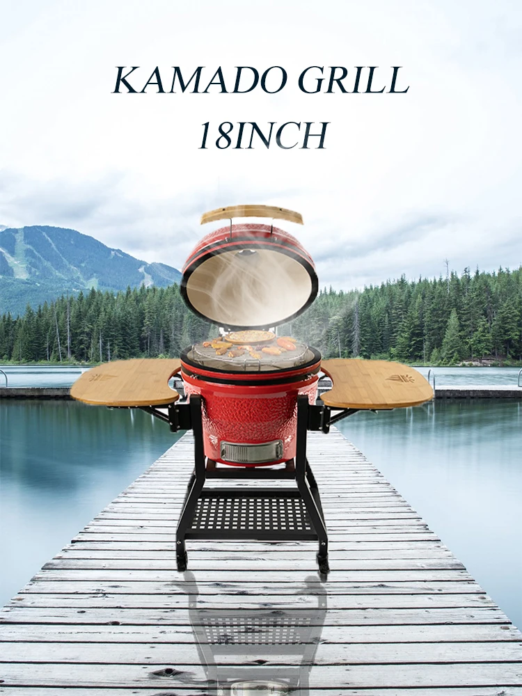 Steel Kamado Kamado Grill Cast Iron De 18 De Cermica Auplex Luxury