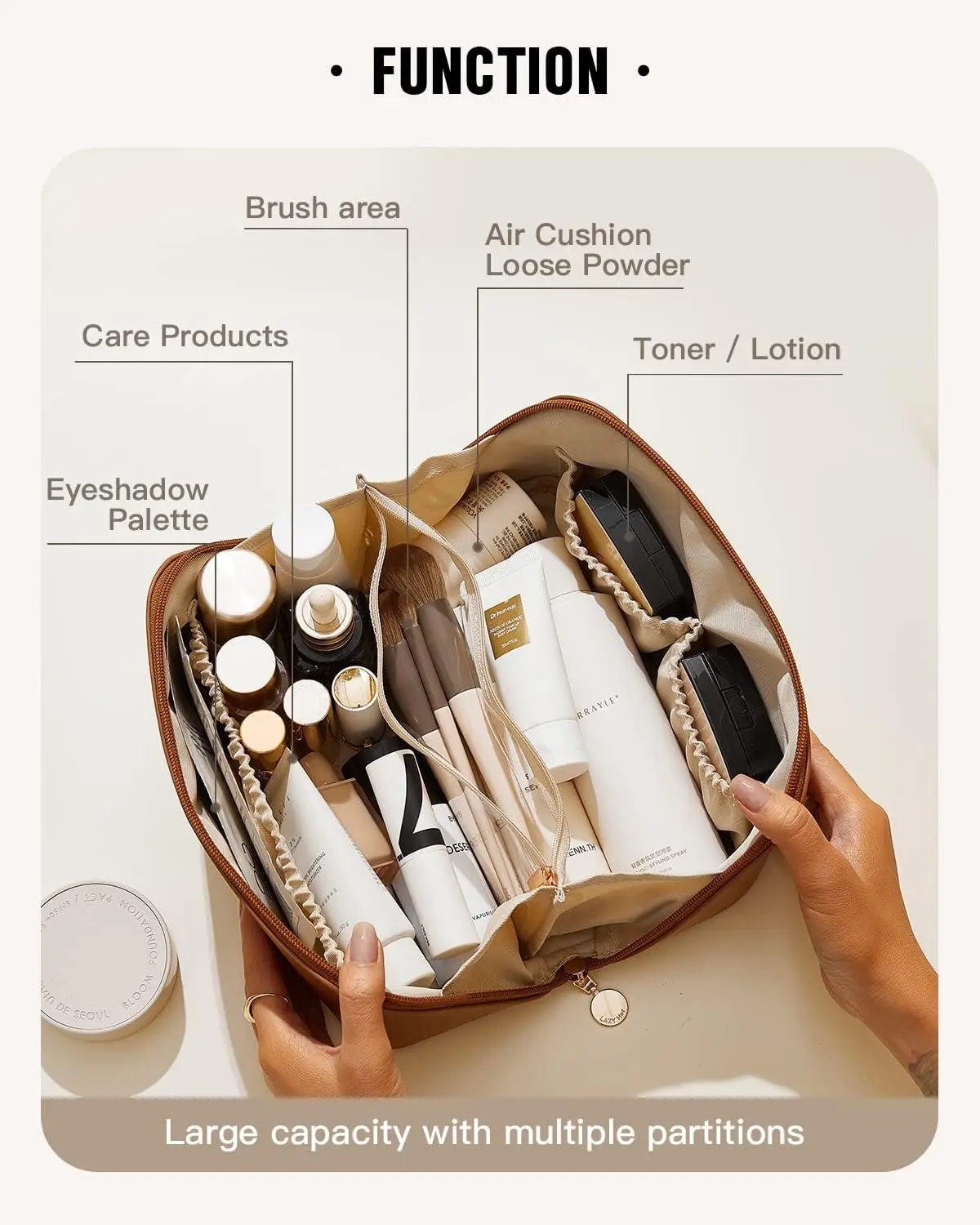 Travel Makeup Bag Large Capacity Cosmetic Bags Waterproof Portable ...