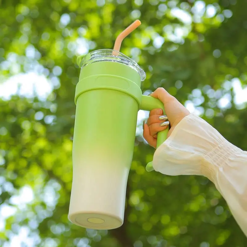 40 oz Tumbler With Handle and Straw With Lid Stainless Steel Thermos ...