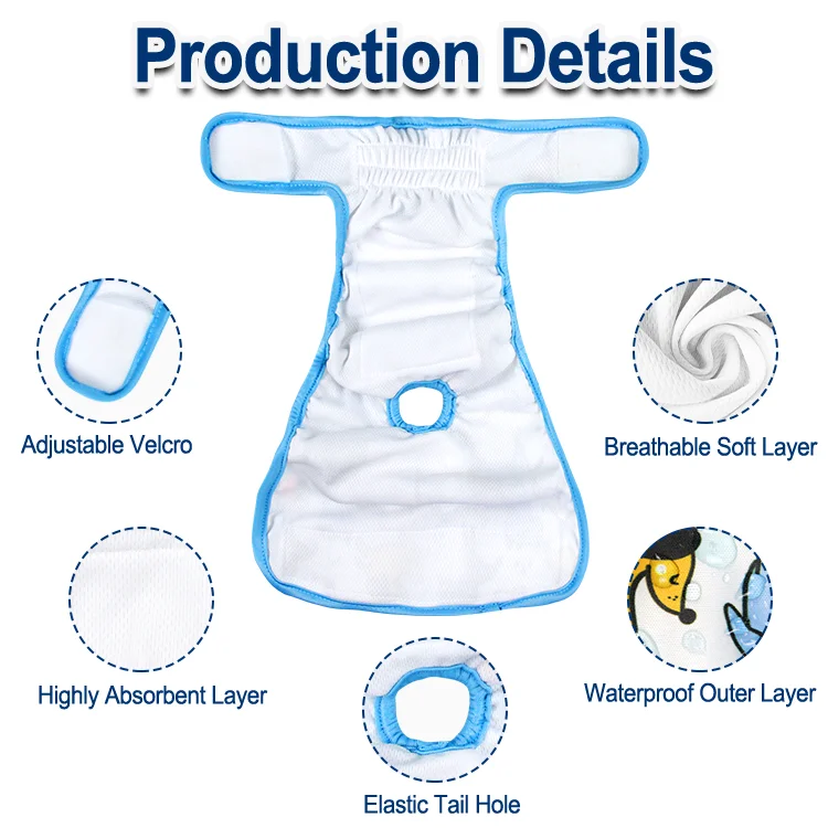 Durable Nappies for Dogs Uk Soft Breathable Senior Dog Incontinence Products French Bulldog Diaper