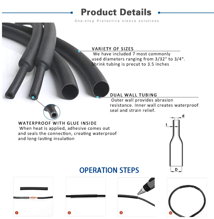 Jas Heat Shrink Tubing Cable Black Heat Shrink Pvc Sleeves With