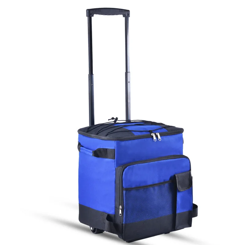 Insulated Rolling Cooler Backpack Bag with Wheels Foldable Trolley Cooler Bag Wheeled Soft Cooler