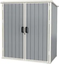 3x5 FT Resin Outdoor Storage Shed Horizontal Wood and Plastic Frame Lockable Door Waterproof and Rot Proof Grey