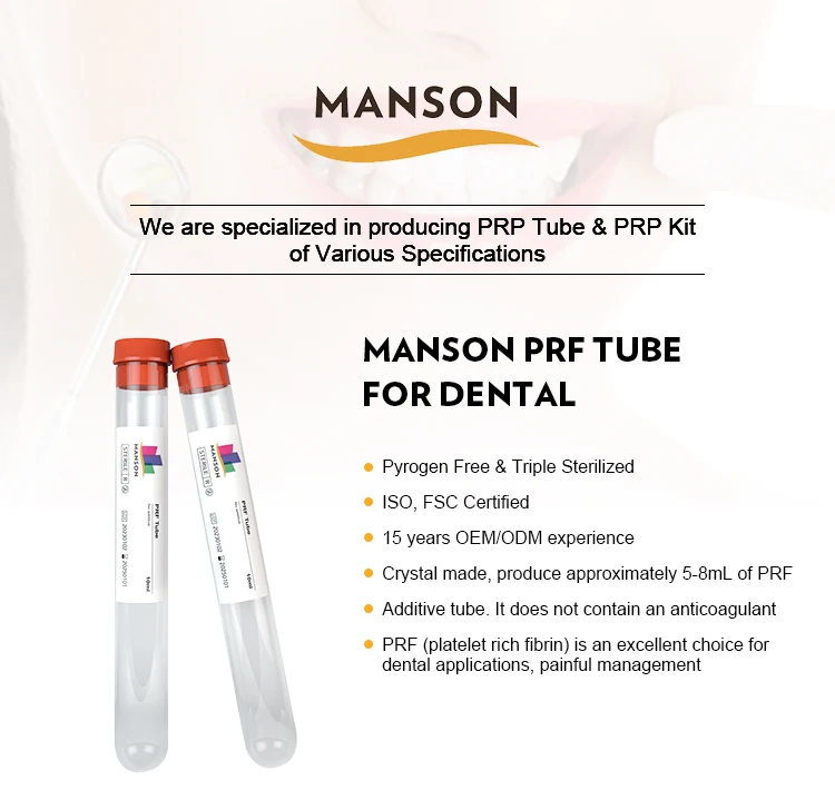 With No Additive Customizable Dental Implants Platelet Rich Fibrin PRF Tube