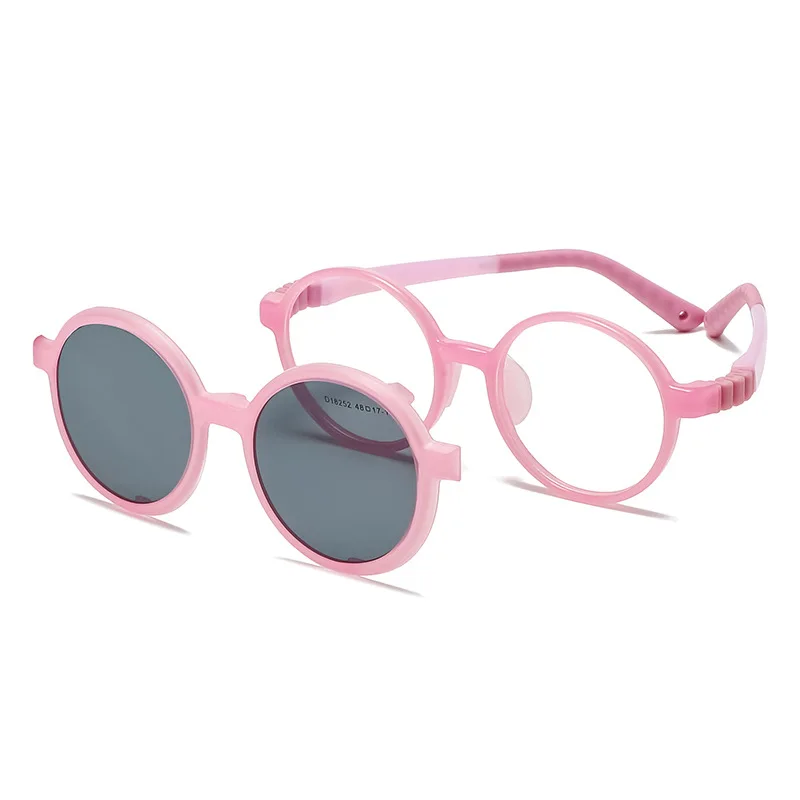 2 in 1 Magnetic Clip on Boys Girls Glasses Kids Myopia Prescription Flexible Eyeglasses Polarized Sunglasses 2024