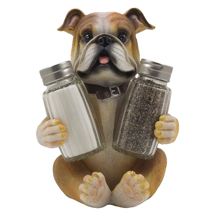 家居装饰厨房装饰品手绘树脂公牛狗盐罐持有人雕像英语斗牛犬 Buy 英国斗牛犬 盐罐持有人雕像 牛头犬盐和胡椒摇床持有人