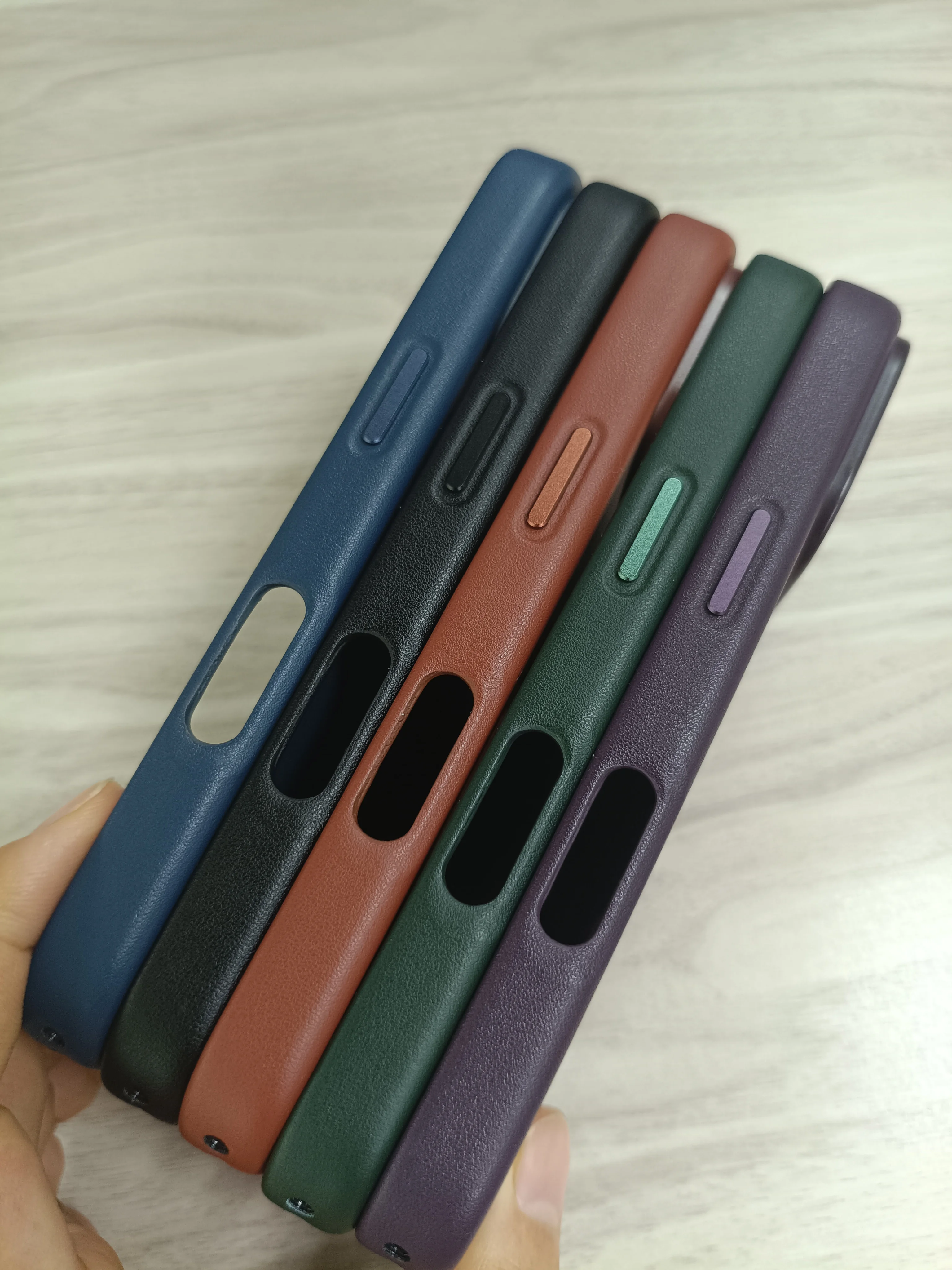 product premium top grain brown genuine leather slim luxury phone case for iphone 17 pro max compatible magnetic ring slim fit cover-7