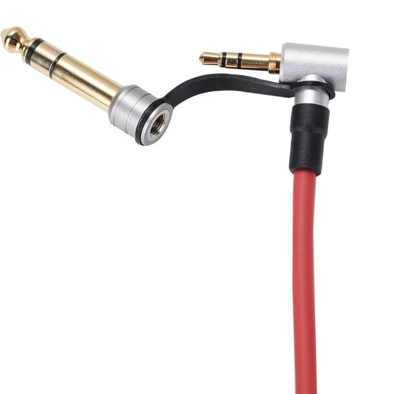 3.5mm Interface Plug Spring Extension Audio Cable With 6.5mm Adapter Aux Cord Replacement for Beat Solo Pro Headphone Headset