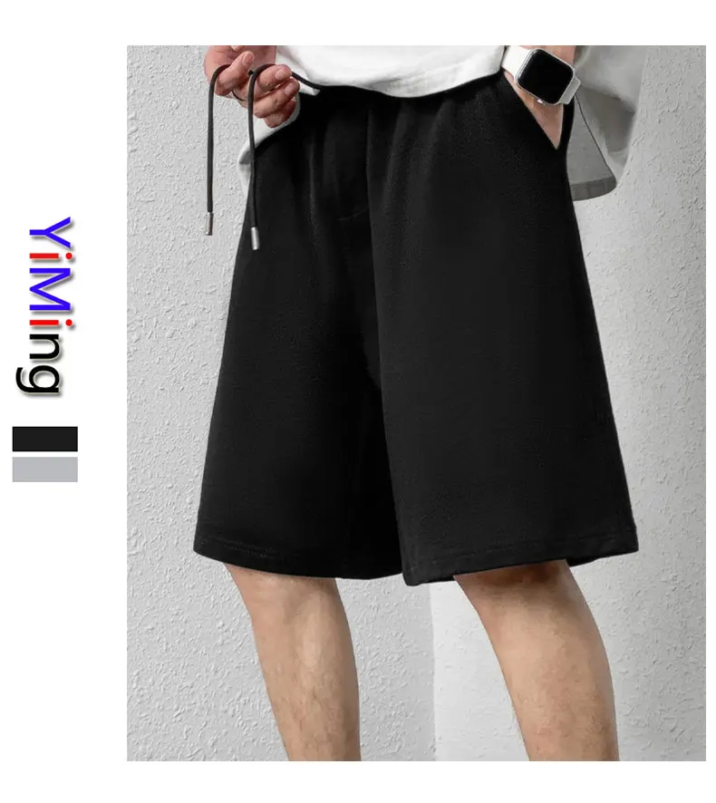 Wholesale summer Men Casual Shorts cotton unisex custom shorts with logo print Solid Elastic breathable Basic men's shorts hot