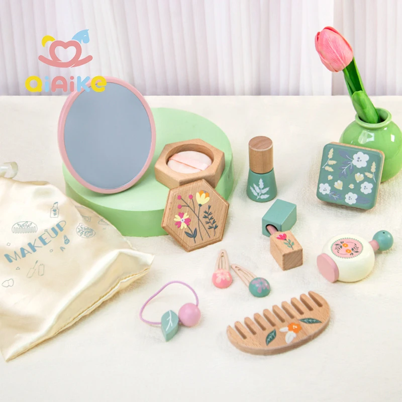 幼児教育用ごっこ遊びセット 女の子向け木製プレイハウス 王女メイクアップキット ごっこ遊び用木製おもちゃ 幼稚園向け