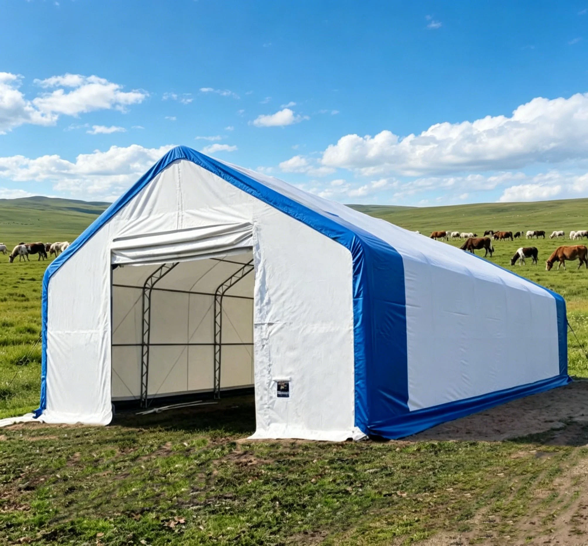 Double Truss Fabric Building for Farming Equipment  Storage, Agricultural Warehouse Tent, Heavy Duty Storage Shelter