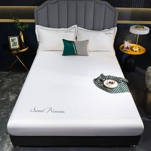 Manufacture White Color High Quality Washed Silk  Bedding Sheet Soft Polyester Microfiber Fitted Sheet