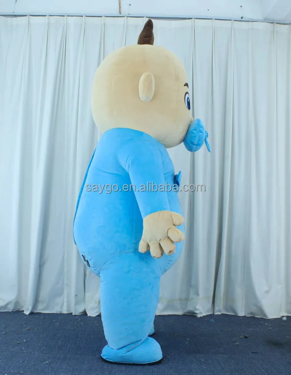 Adorable Blue Baby Mascot Costumes Customize Inflatable Plush boss Baby Boy Doll Mascot Costume 2m for Sale