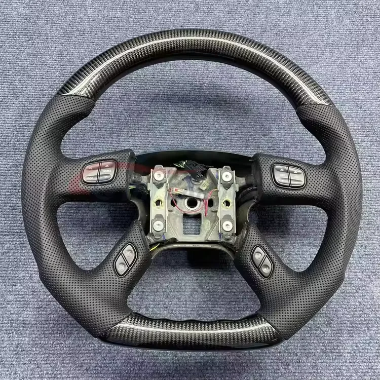 For Chevrolet Silverado Hummer H2 Carbon Fiber Leather Steering Wheel ...