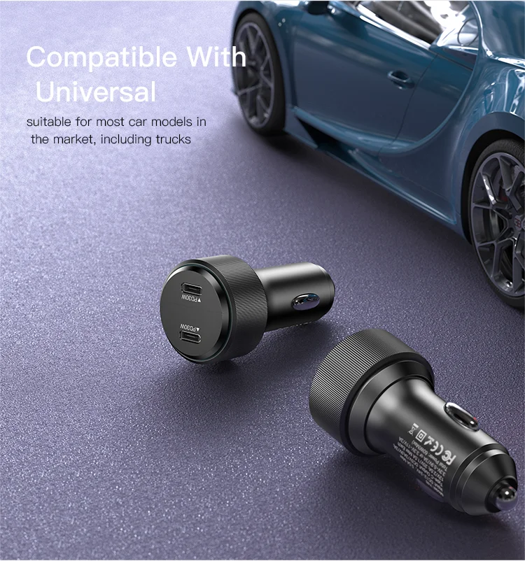 YESIDO 2 Type-C port PD 30W 20W compatible fast charging USB C car charger