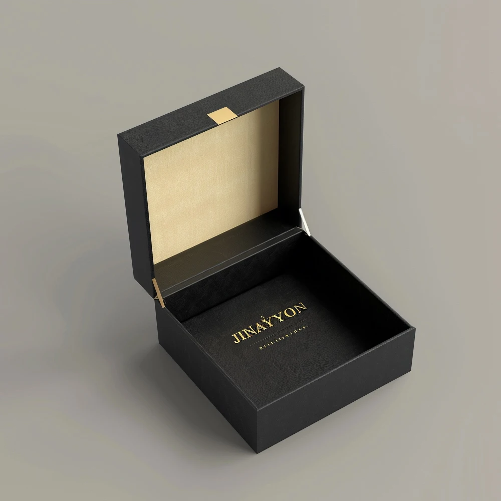 Produsentens egendesignerte high-end-lukkeboks for smykker, firkantet med varmepresing for parfyme-gavepakking