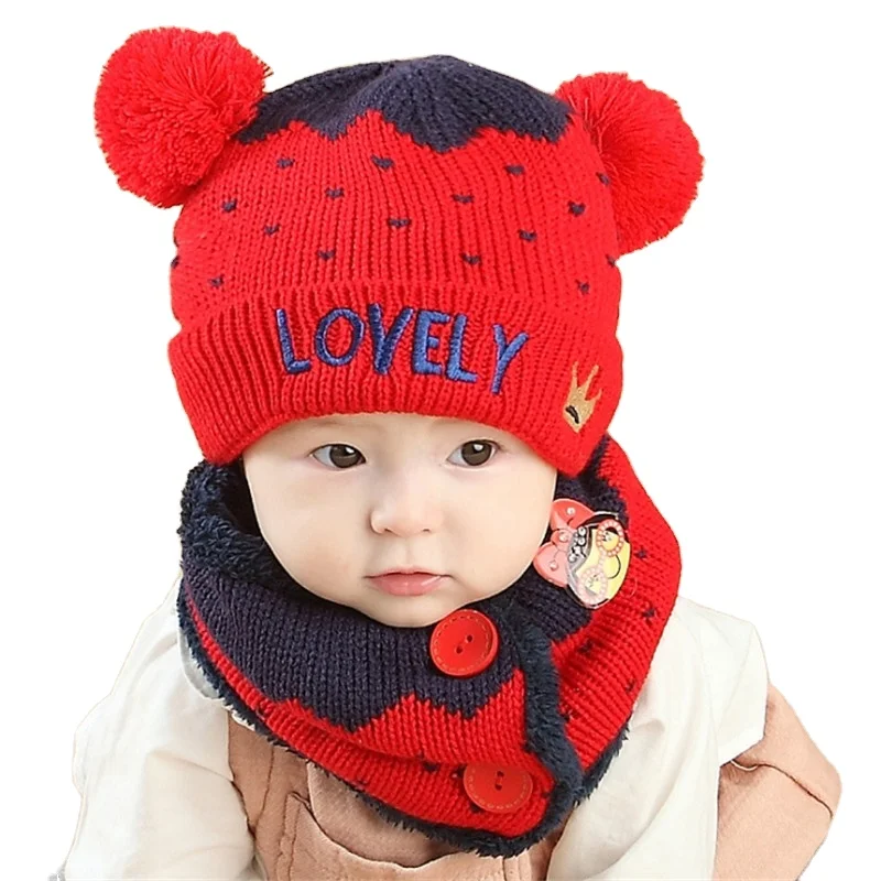 Letter Kids Baby Beanie Hat Collar Cap 