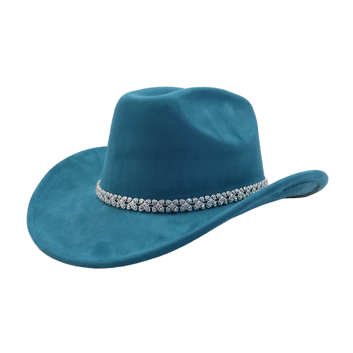 Iridescent White Rhinestone Decorated Suede Western Cowboy  display picture 1