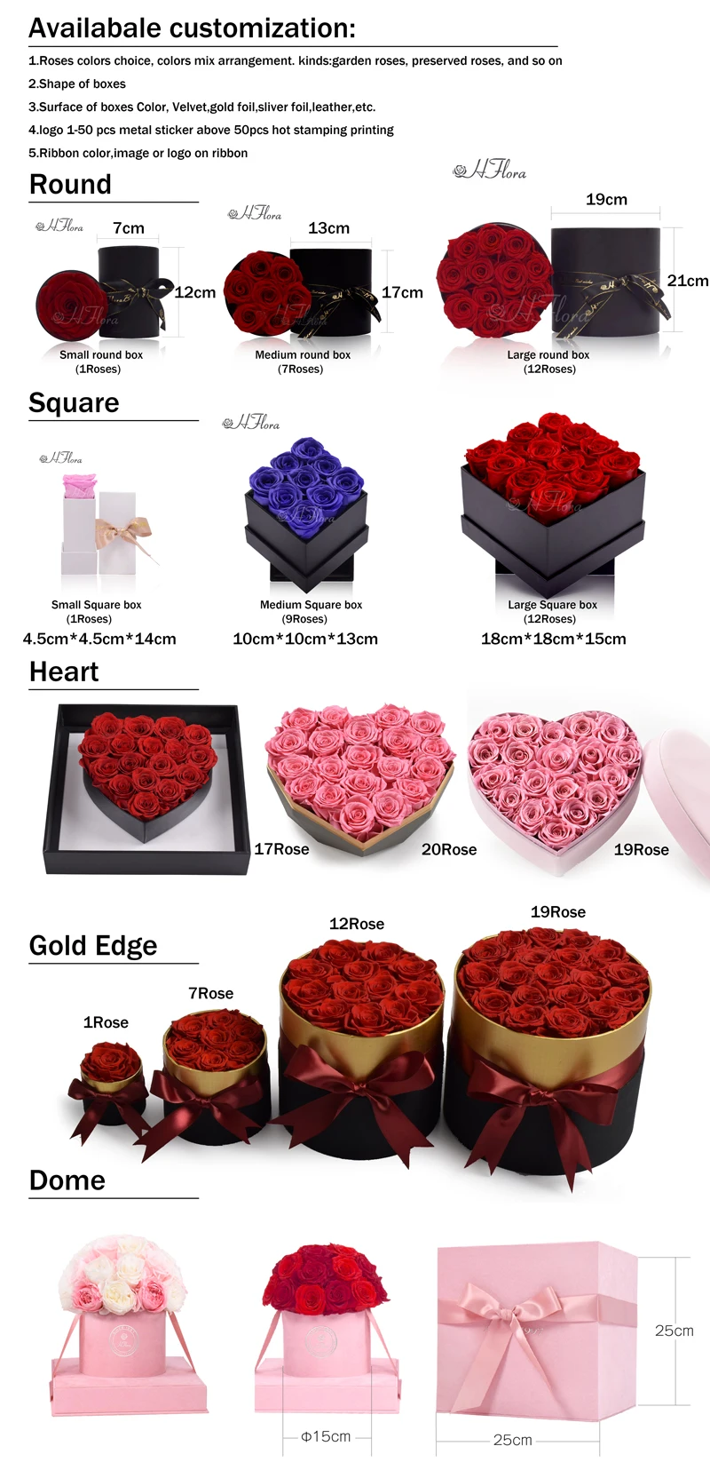 HFlora Valentines Day Gift Forever Roses Real Natural Eternal ...