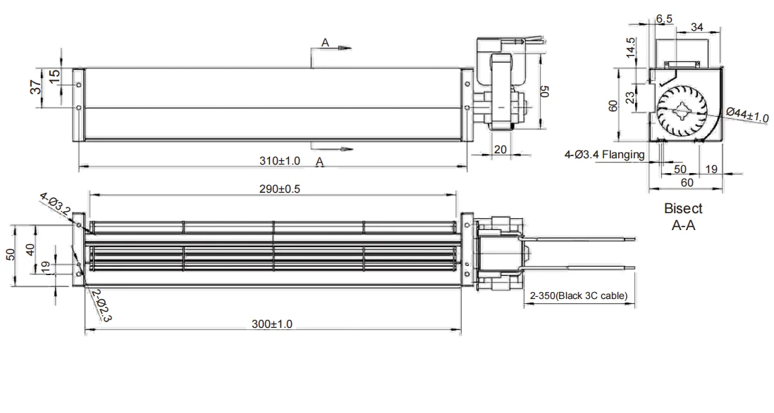 Cross Flow Fan, KPA-AC43300-Q230, 230V, 50Hz, 0.09A - detail 6