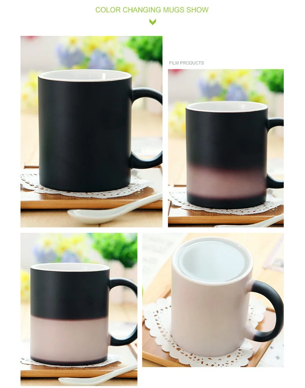 Custom 11oz Heat Sensitive Mug Color Changes with Hot Water