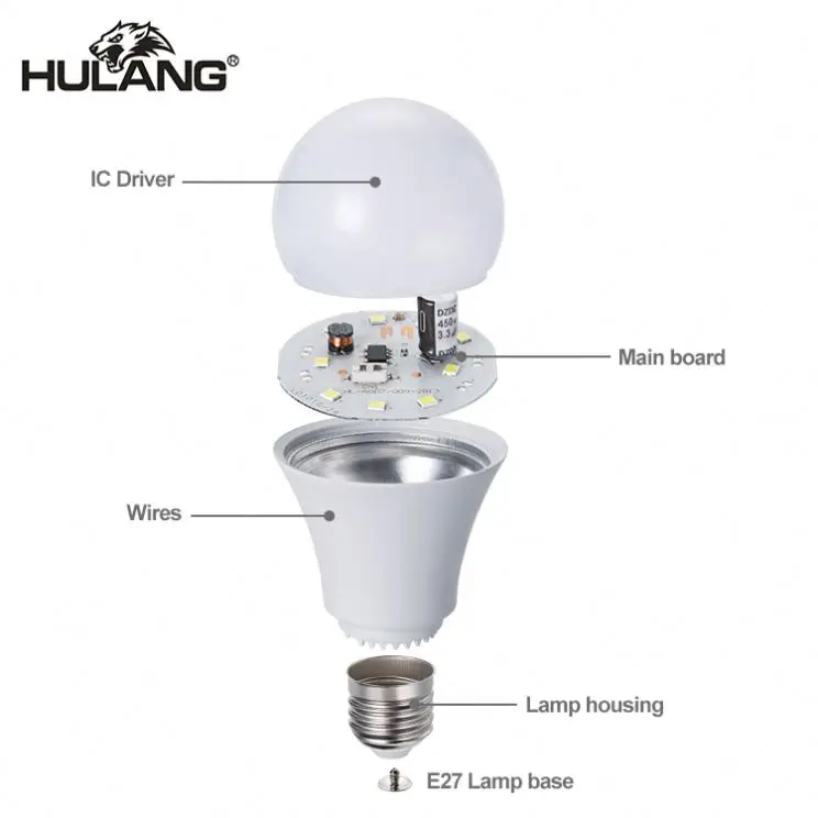 E27 B22 Uncompleted Product Cheap LED Light Bulb Parts Plastic Spare Part SKD CKD LED Bulb Raw Material Led Bulb Skd