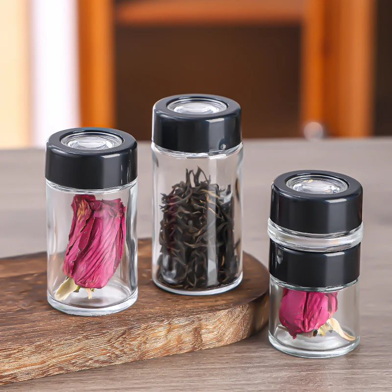 Child-Resistant 30ml/60ml/120ml Glass Airtight Smellproof Storage Jars Black Plastic Lid Dry Flower Cosmetic Eye Cream Other Dry