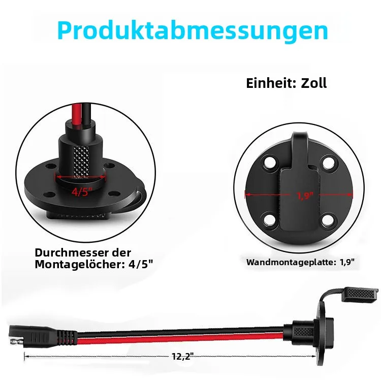 SAE-Stecker & Buchse Set – 12 AWG, 30 Cm – Wasserdicht Für Solar, Wohnmobil, Motorrad