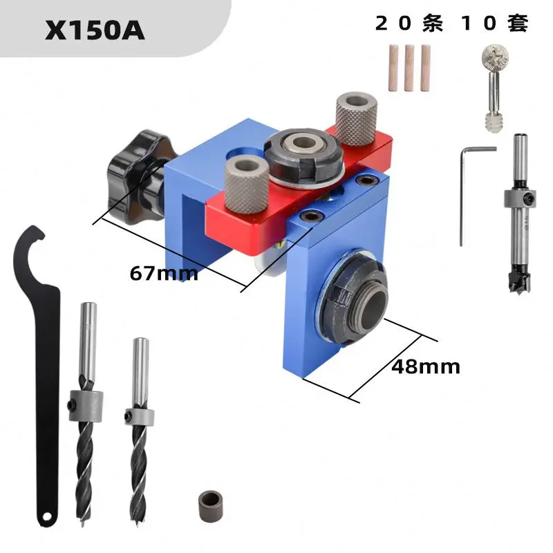 W-136 8/10mm Pocket Hole Jig Kit Doweling Jig Wood Vertical Drilling Detachable Furniture Connecting Hole Puncher Locator Tools