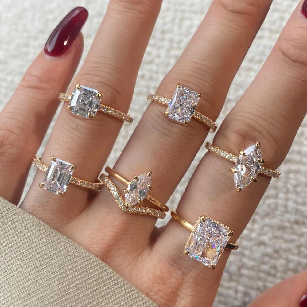 KAKODIY Allure Fine Jewelry Rhodium Champagne Gold Plated 925 Sterling Silver Eternity Band 8A Zirconia Promise Women's Wedding Ring detail 6