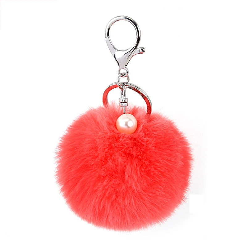 25 Colors Fashion Pom Pom Cute Puffy Plush Fluffy Furball Keychain ...