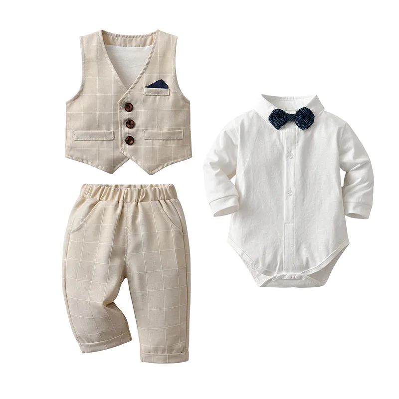 Ropa infantil al por mayor 2025 Primavera Otoño Chaleco Blazer Traje para niños Bebé Niño Caballero Ropa formal_voghion.com