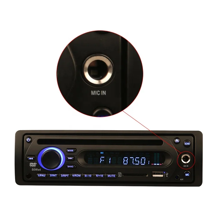 MIC One Din Bus CD DVD Player 24V Bus Amplifier Media Player MP3 Entertainment Radio FM Announcer Audio System for Bus