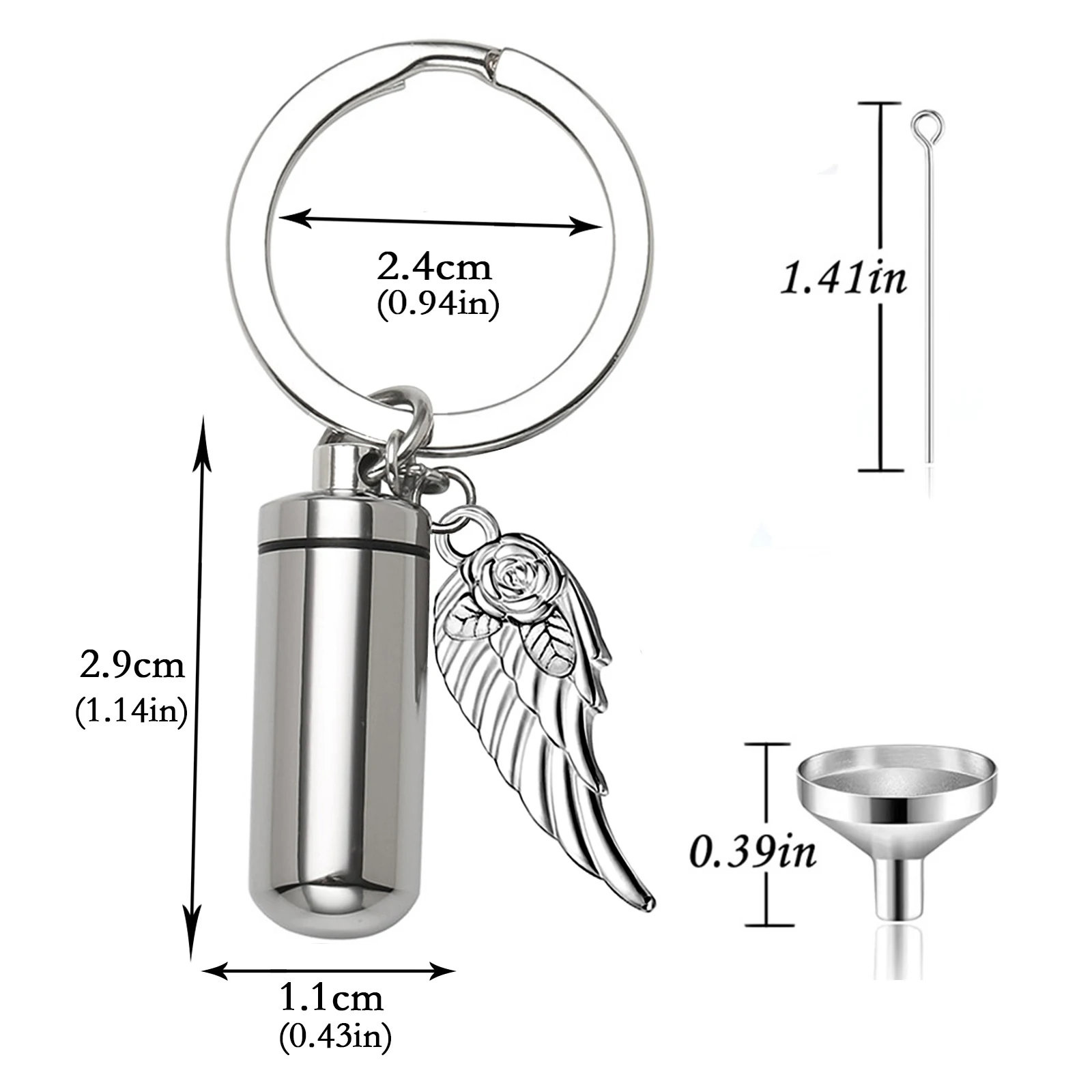 Personalized Cylinder with Wing Paw Cremation Urn Keychain Pendant  Memorial Ashes Keyring Keepsake Jewelry Gift for Women Men