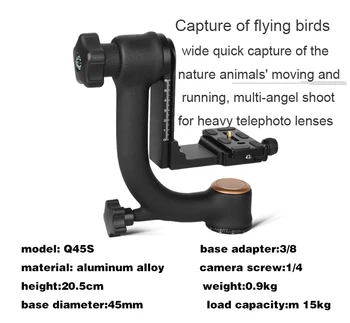 QZSD Q45 Heavy Duty Gimbal Tripod Head for Digital Video Camera 1.1KG Aluminum Camera Accessories detail image