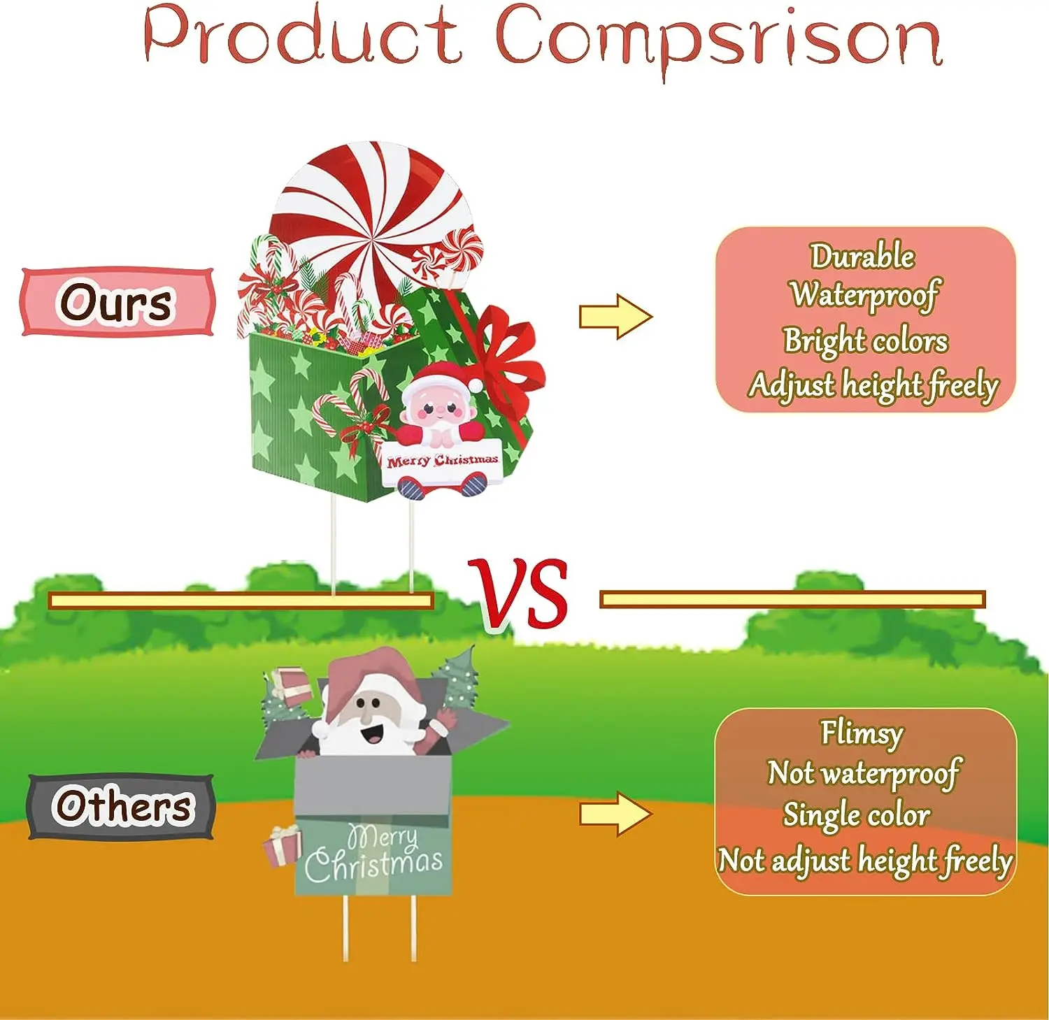 Candy Christmas Decorations Outdoor Yard Signs 6pcs Plastic