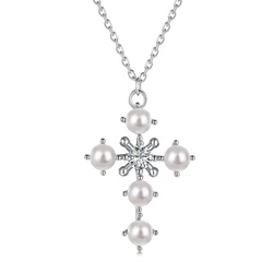 Y2k 925 Sterling Silver Cross Pendant Necklace with CZ Gold