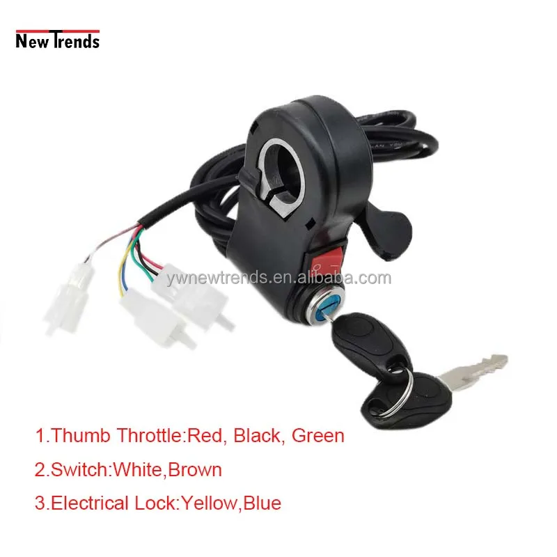 Electric Vehicle Ebike General Thumb Throttle/ Power Key/switch Three In One 22mm Throttle With
