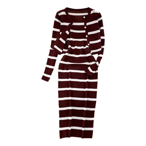 Long Sleeve Striped Spaghetti Slip Dress Summer Simple Knitting Dress Ladies Casual Dress Clothes Women Wholesale