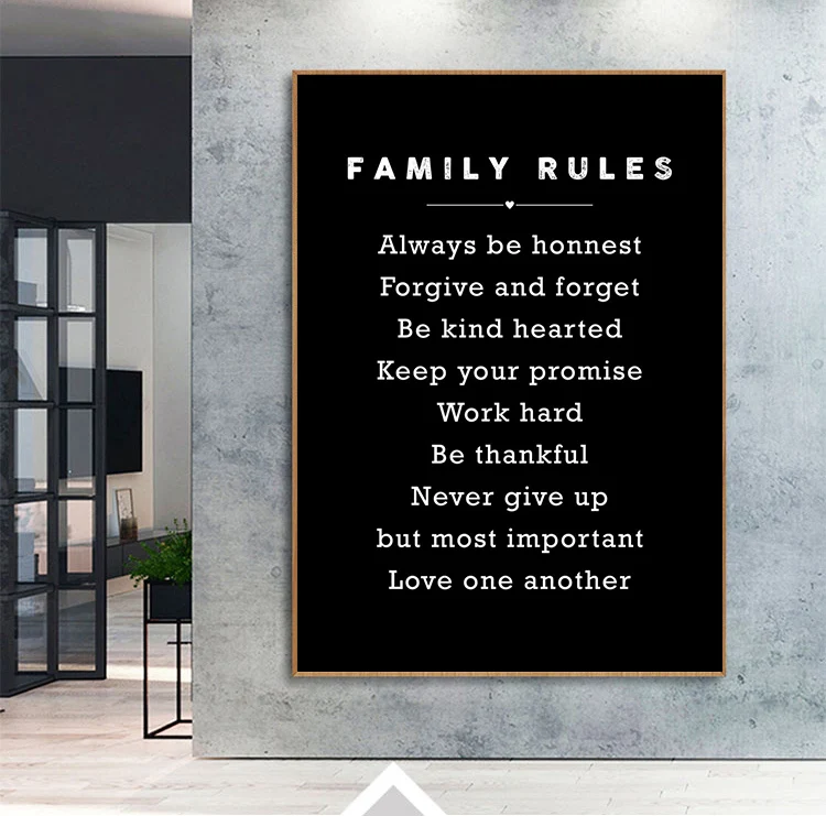 Kitchen Rules List Family Happiness Motivational Phrases by CAD Designs - Textual Art Stupell Industries Format: Gray Framed, Size: 13 H x 30 W